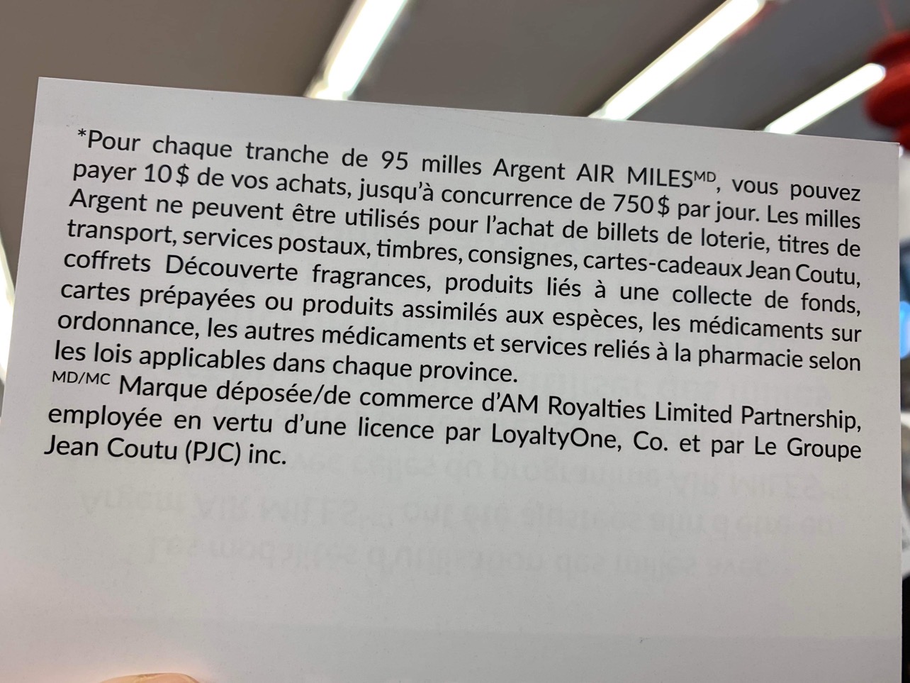 Fin de l’échange de milles Argent AIR MILES contre des cartes-cadeaux chez Jean Coutu - cartes cadeaux jc reglement