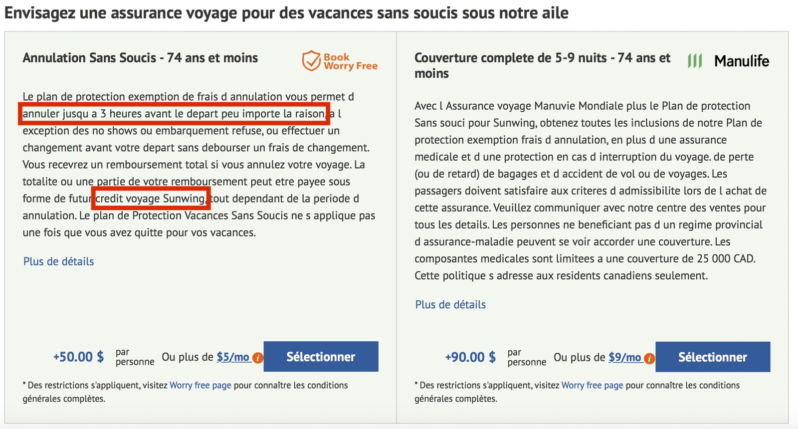 Assurances&nbsp;: Comment annuler un voyage et se faire rembourser&nbsp;? - Sunwing Option Sans soucis