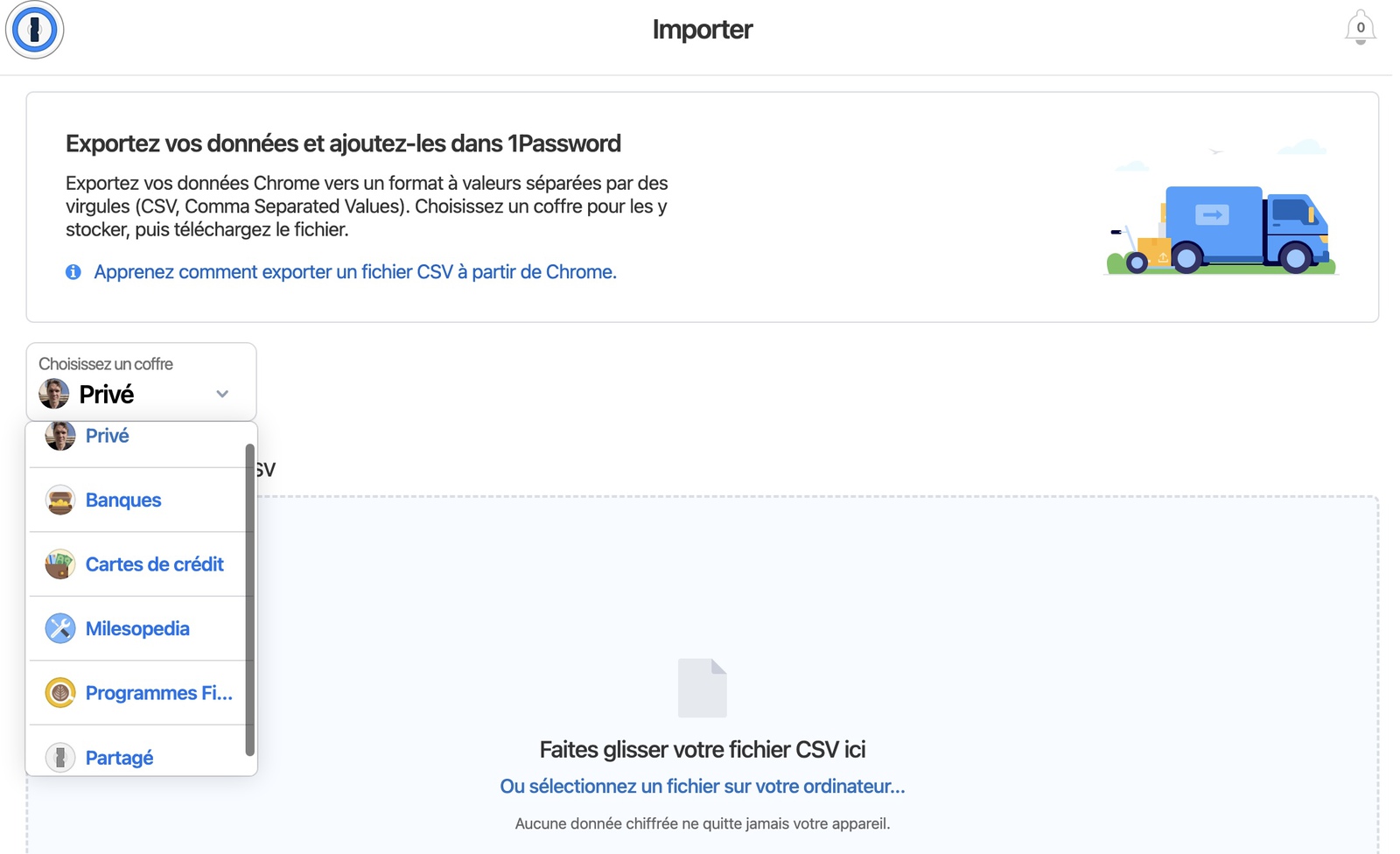 1Password: Password management (travel, credit cards and more) - password importer coffre