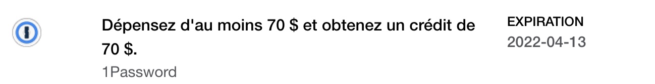 1Password&nbsp;: Gestion des mots de passe (voyages, cartes de crédit et plus) - password offre amex