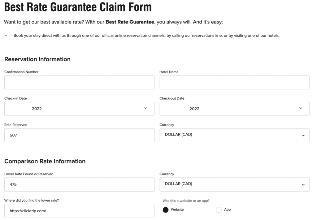 Application form for guaranteed rate