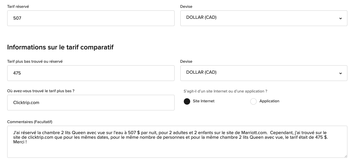 Marriott Bonvoy&nbsp;: comment utiliser la Garantie du meilleur tarif pour économiser - Demande formulaire tarif garanti