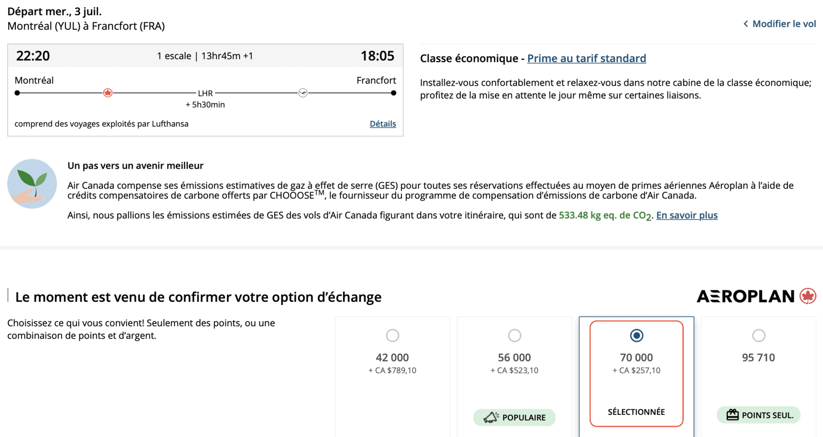 Aéroplan&nbsp;: Comment réserver un voyage avec ses points Aéroplan - FR menu option