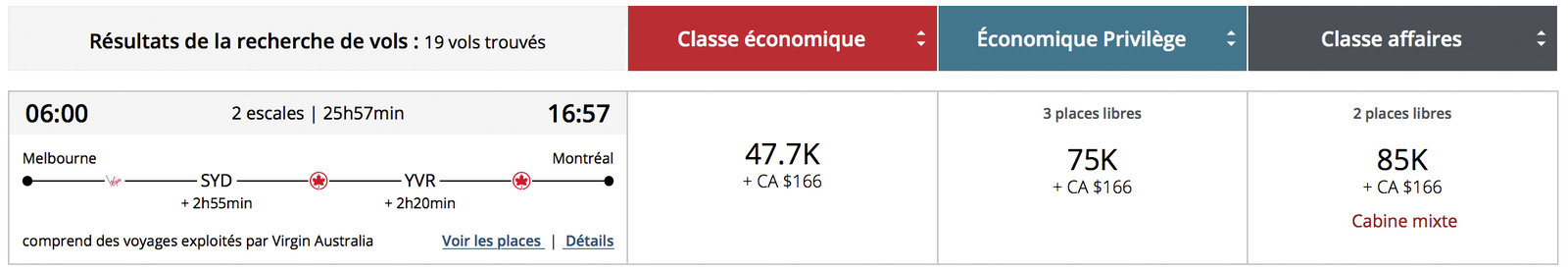 Avios&nbsp;: Les billets primes multi-partenaires Oneworld - MEL YUL AC