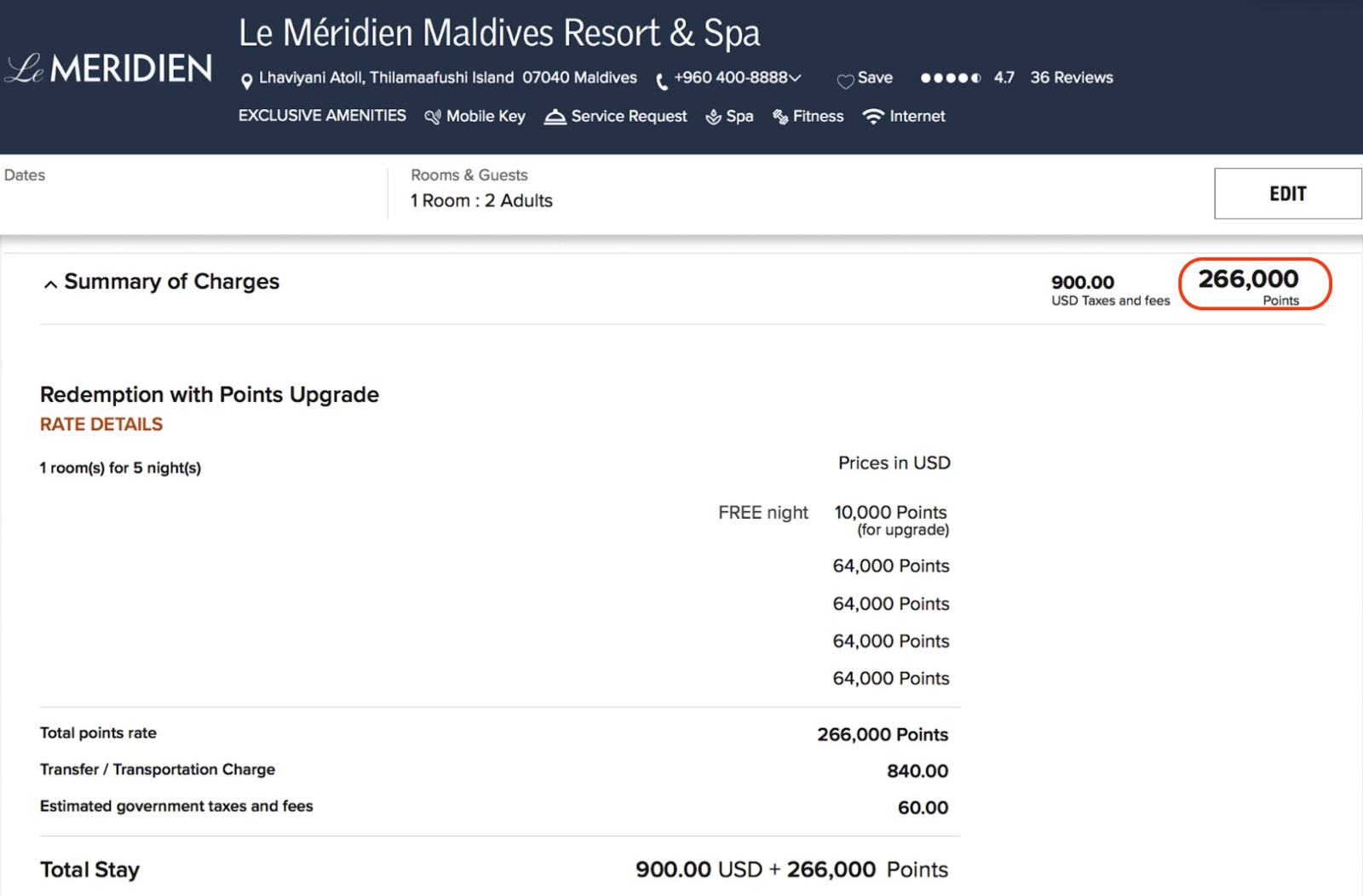 Marriott Bonvoy&nbsp;: Comment mettre à jour une réservation d’hôtels Marriott Bonvoy - Maldives nouveau tarif