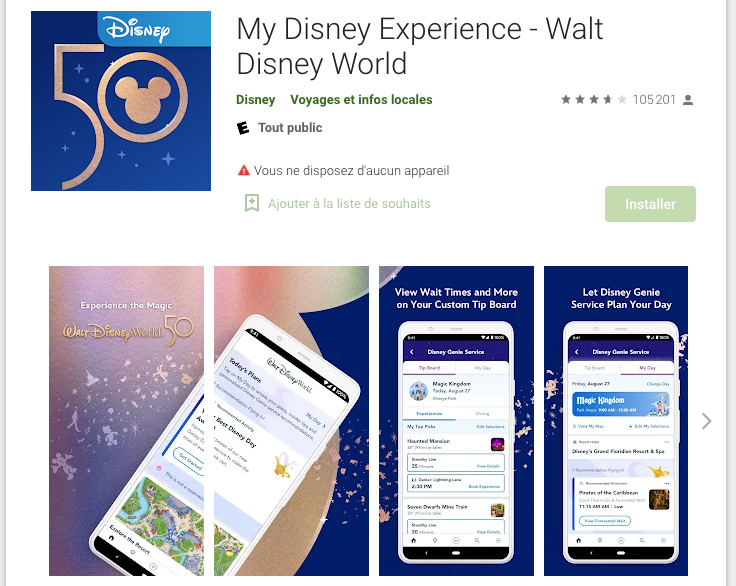My Disney Experience application