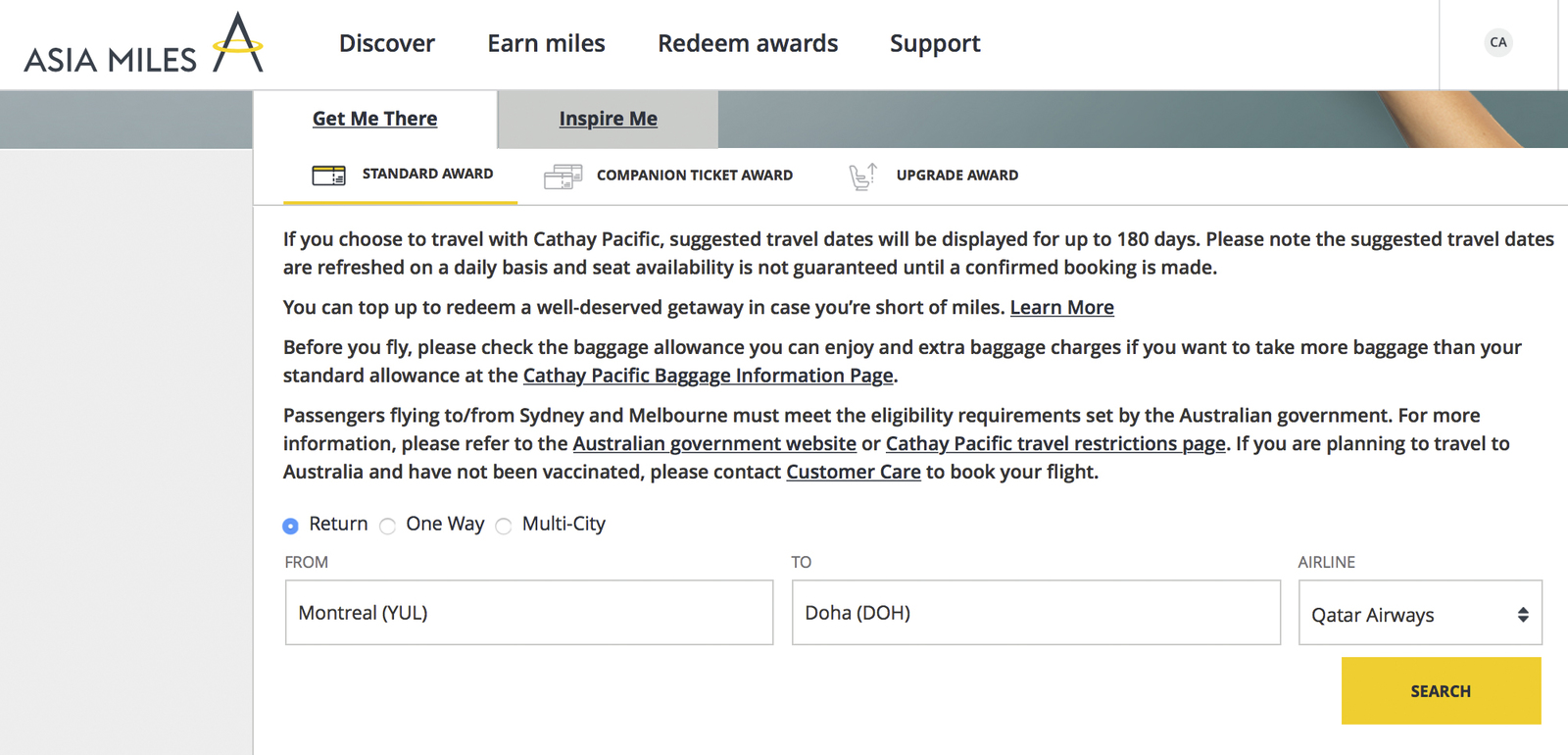 The ultimate guide to Asia Miles from Cathay Pacific - Réservation d'un vol avec Asia Miles et Partenaire