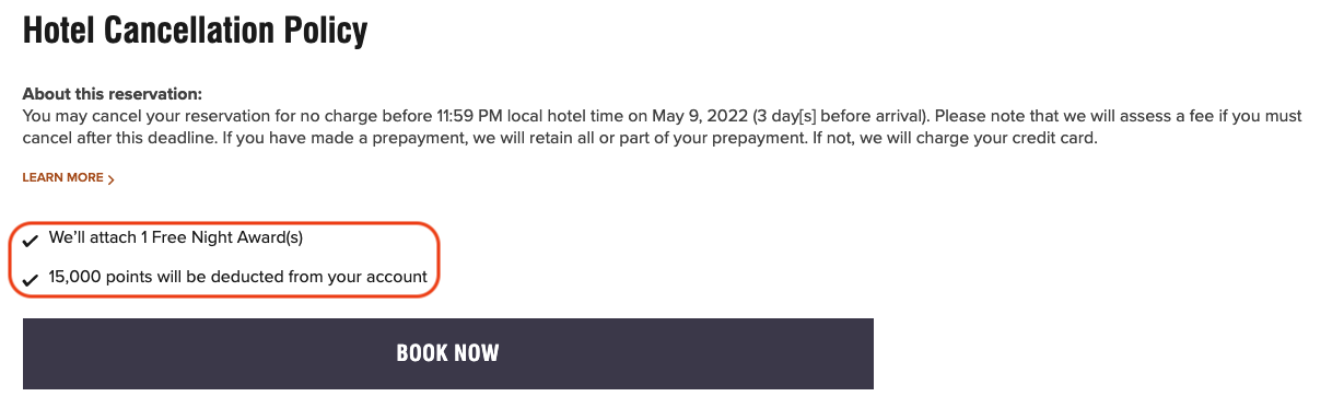 Marriott Bonvoy: Combine Your Free Night Award with Up to 25,000 Points - Confirmation cert and points