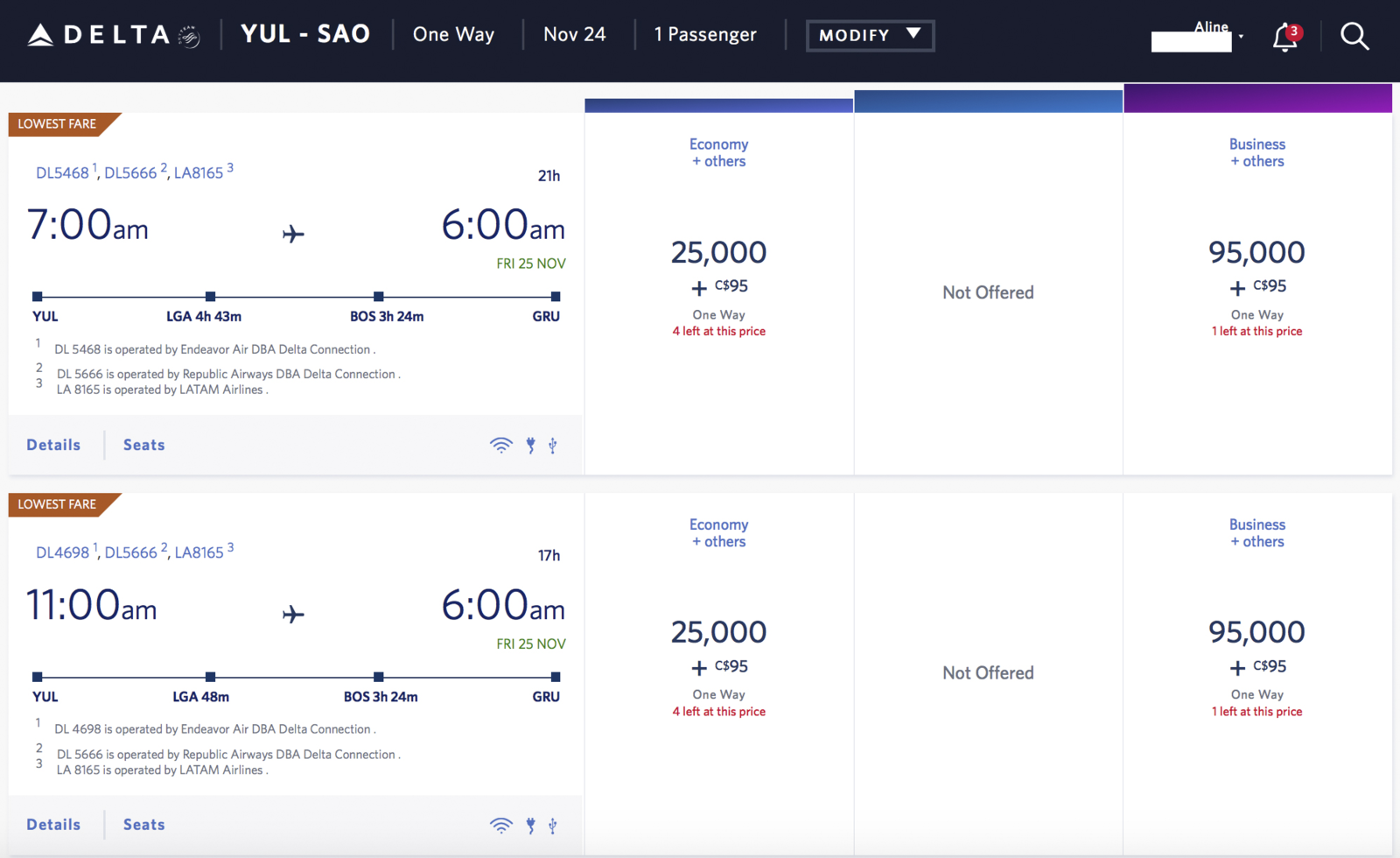 Delta SkyMiles: Ultimate Guide - YUL-GRU SkyMiles 2