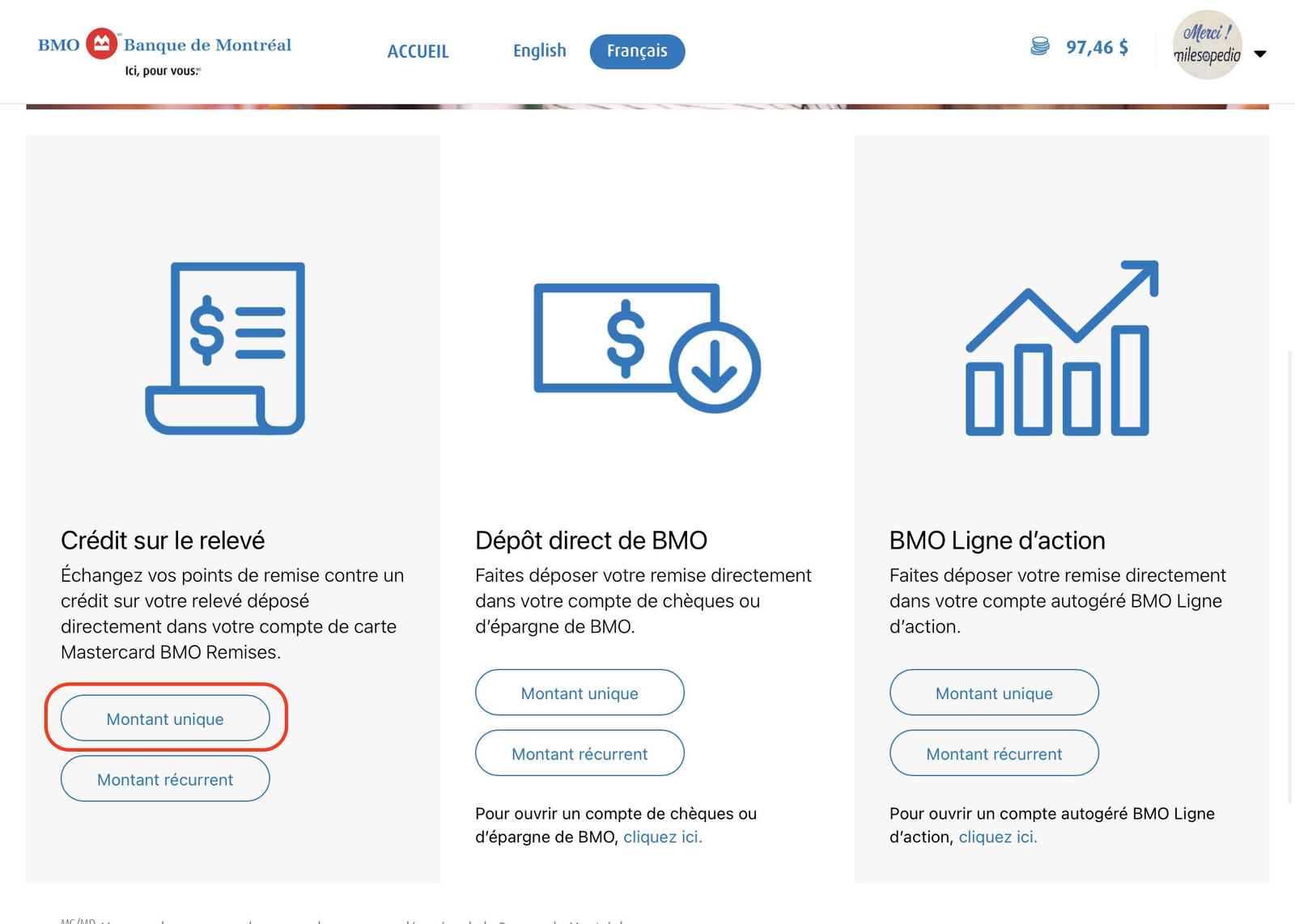 carte credit bmo remise