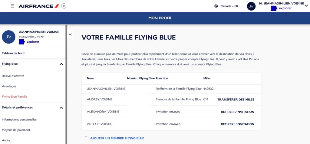 famille flying blue tableau fr