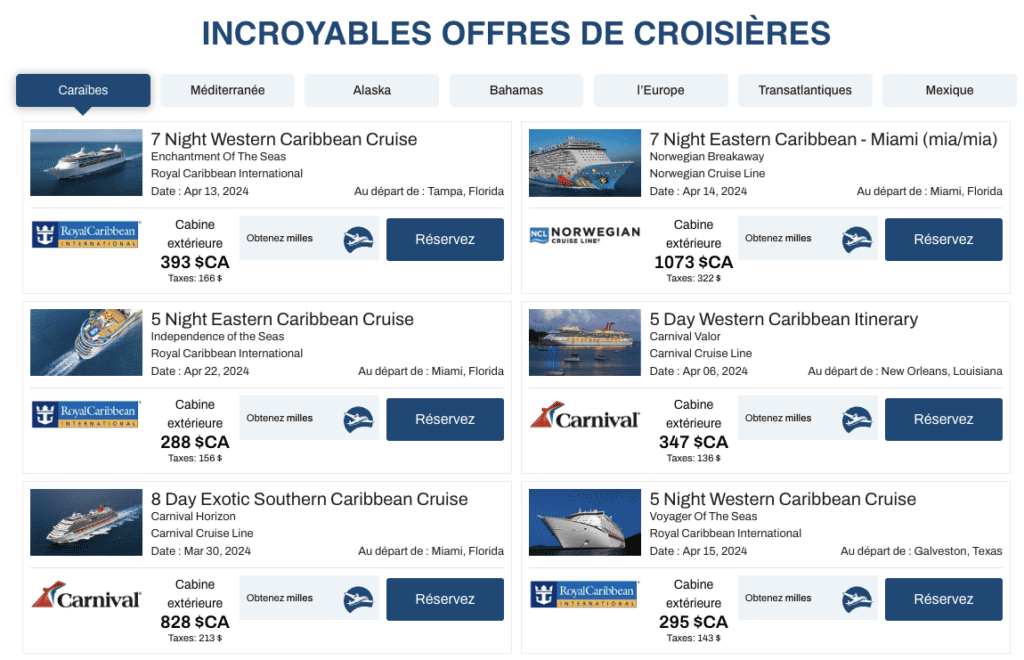 red tag air miles croisiere