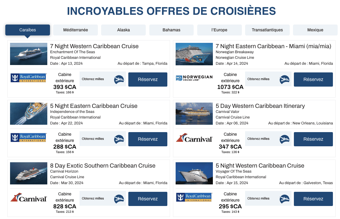 Comment avoir une croisière à petit prix avec ses points de cartes de crédit? - red tag air miles croisiere