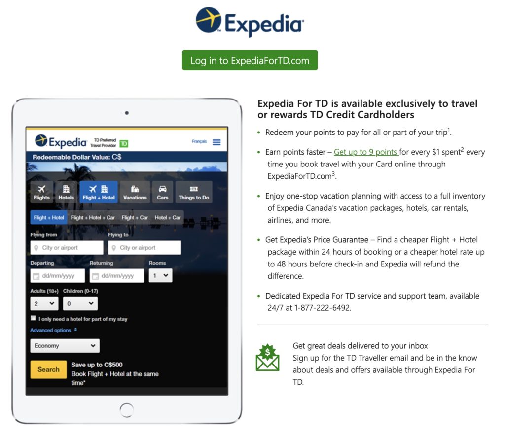 td travel with expedia