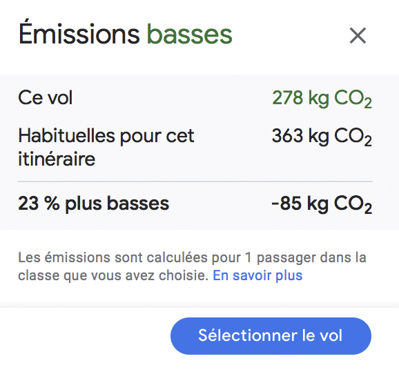 Google Flights: How to find the best flights and fares - Émissions basses