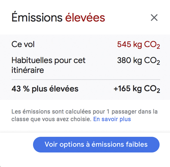 Google Flights: How to find the best flights and fares - Émissions élevées