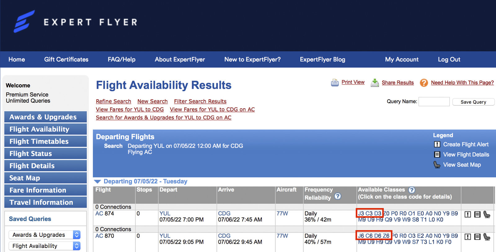 Air Canada&nbsp;: How Air Canada same-day standby works - ExpertFlyer disponibilités