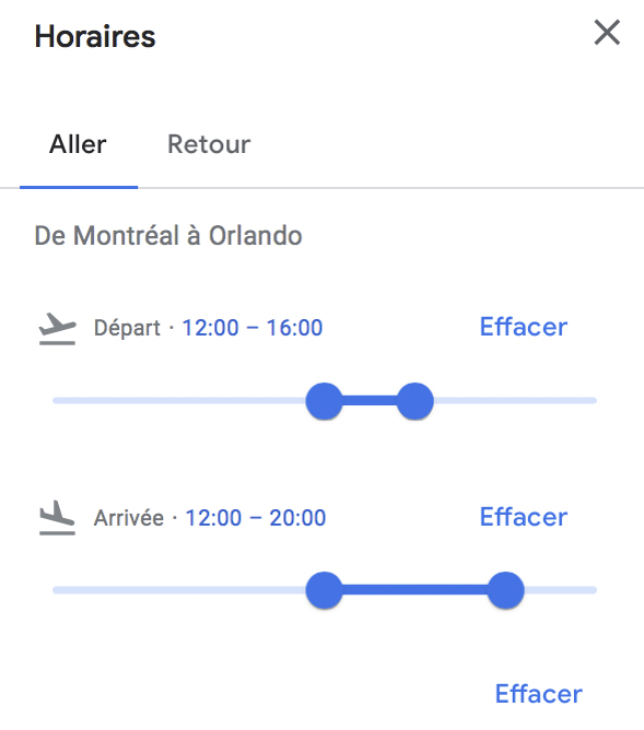 Google Flights: How to find the best flights and fares - Filtre timing horaire