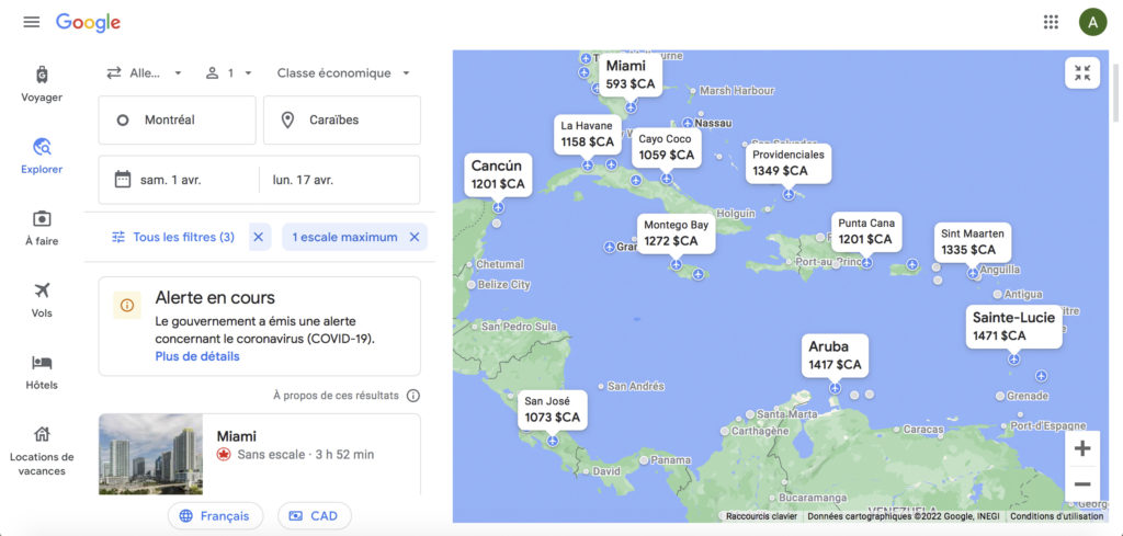 Apercu Google Flights