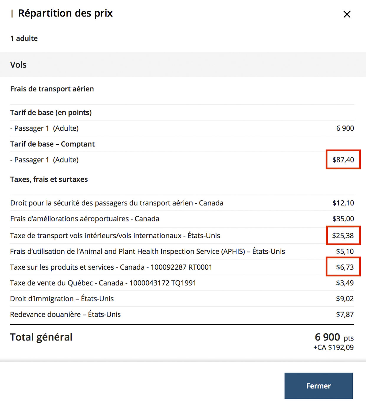 Aeroplan points + cash: the different redemption options - Répartition 60 %