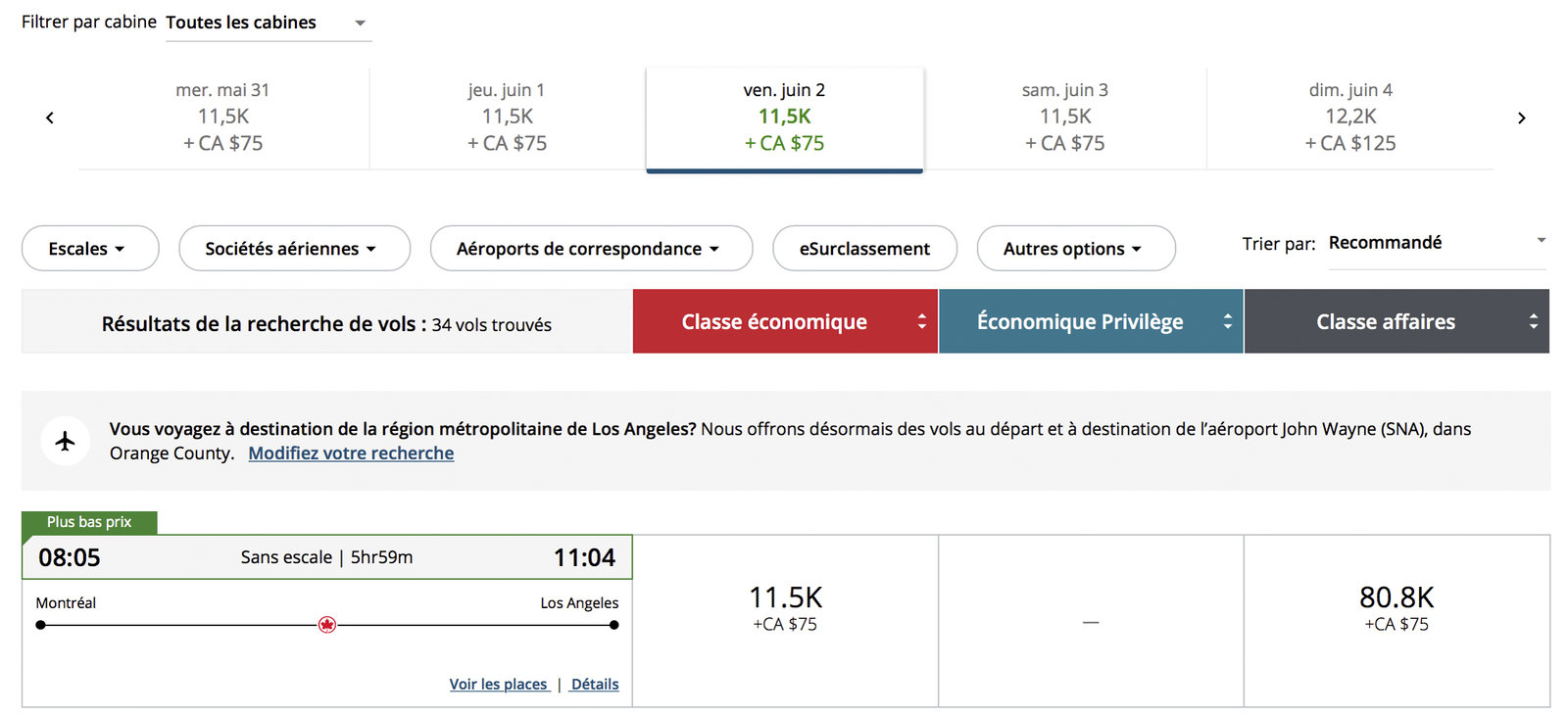 Aeroplan points + cash: the different redemption options - Résultats de recherche
