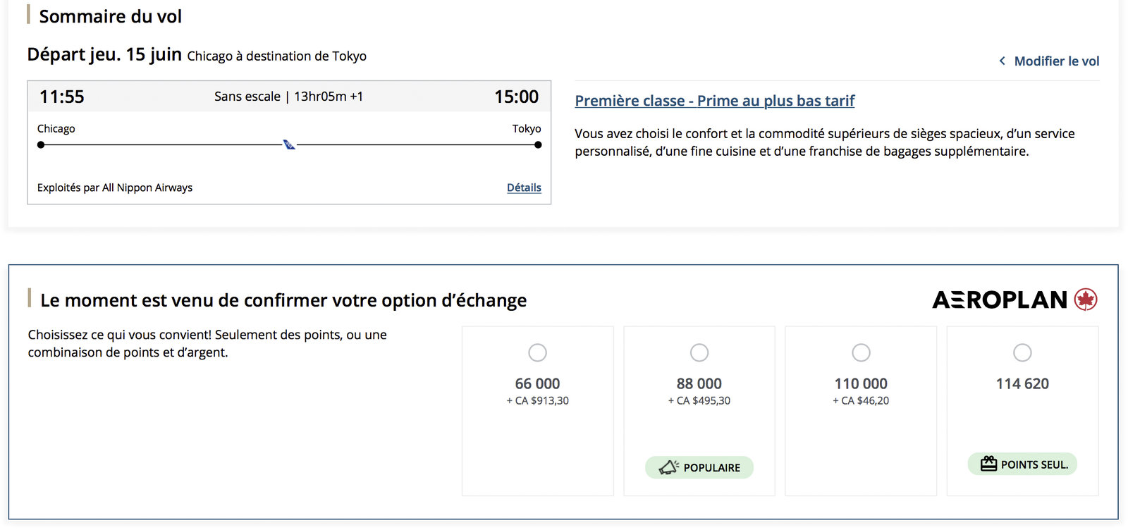 Aeroplan points + cash the different redemption options Milesopedia