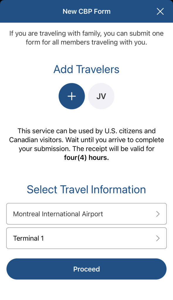 Mobile Passport Control App Add Traveler
