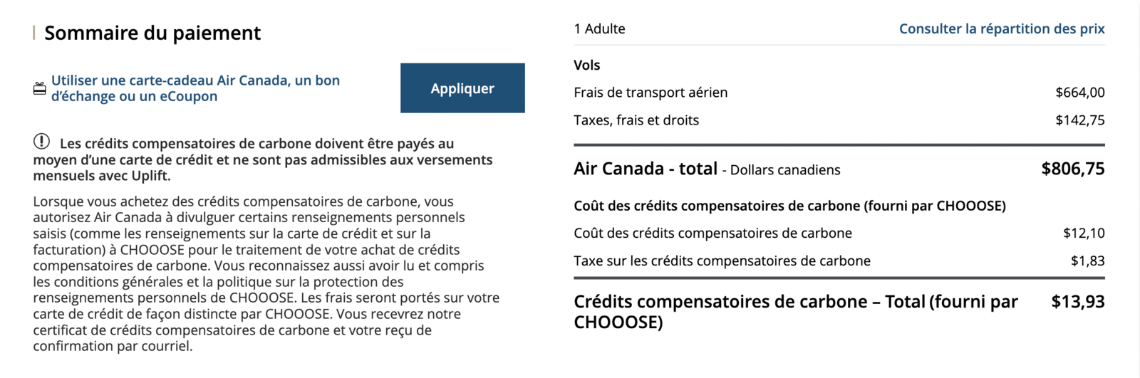 Compensez vos émissions avec Air Canada et CHOOOSE - Air Canada CHOOSE compensation carbone