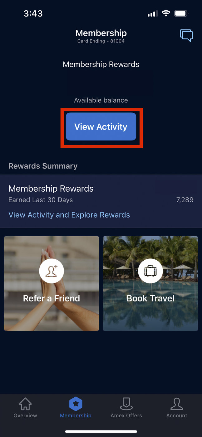 How do I see my points earning details with Amex? - détails accumulation de points Amex sur application 2