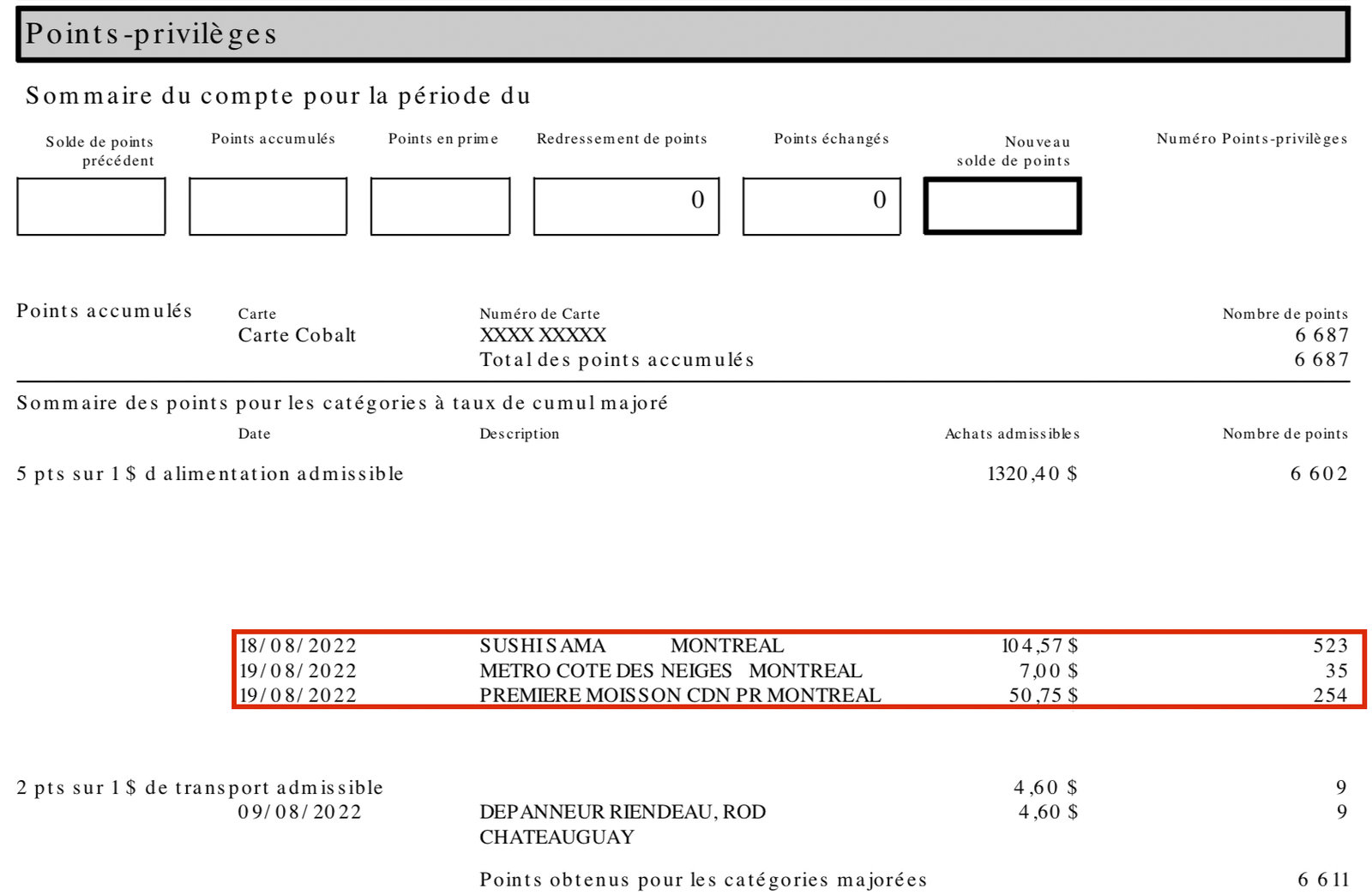 American Express&nbsp;: Comment voir les détails d’accumulation de points avec Amex?? - Détails Accumulation De Points Amex Sur Relevé