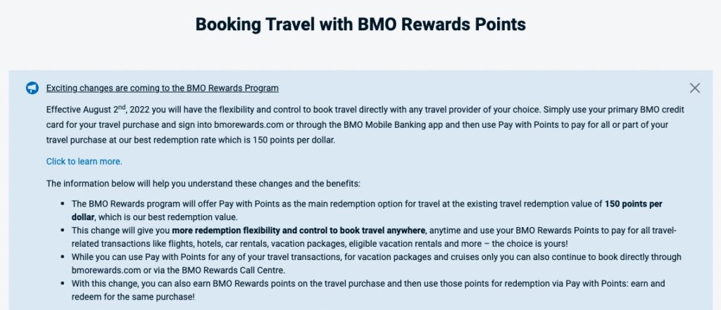 how to redeem bmo rewards for travel