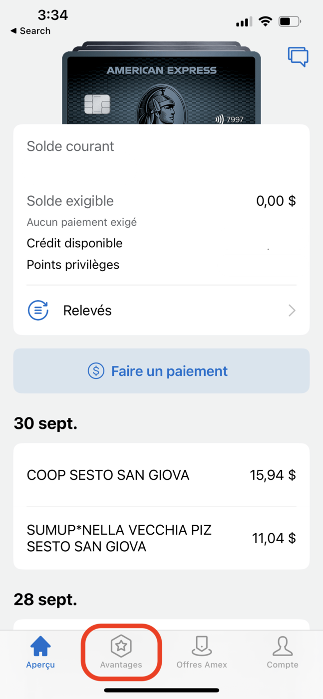 American Express&nbsp;: Comment voir les détails d’accumulation de points avec Amex?? - Détails Accumulation De Points Amex Sur Application 1