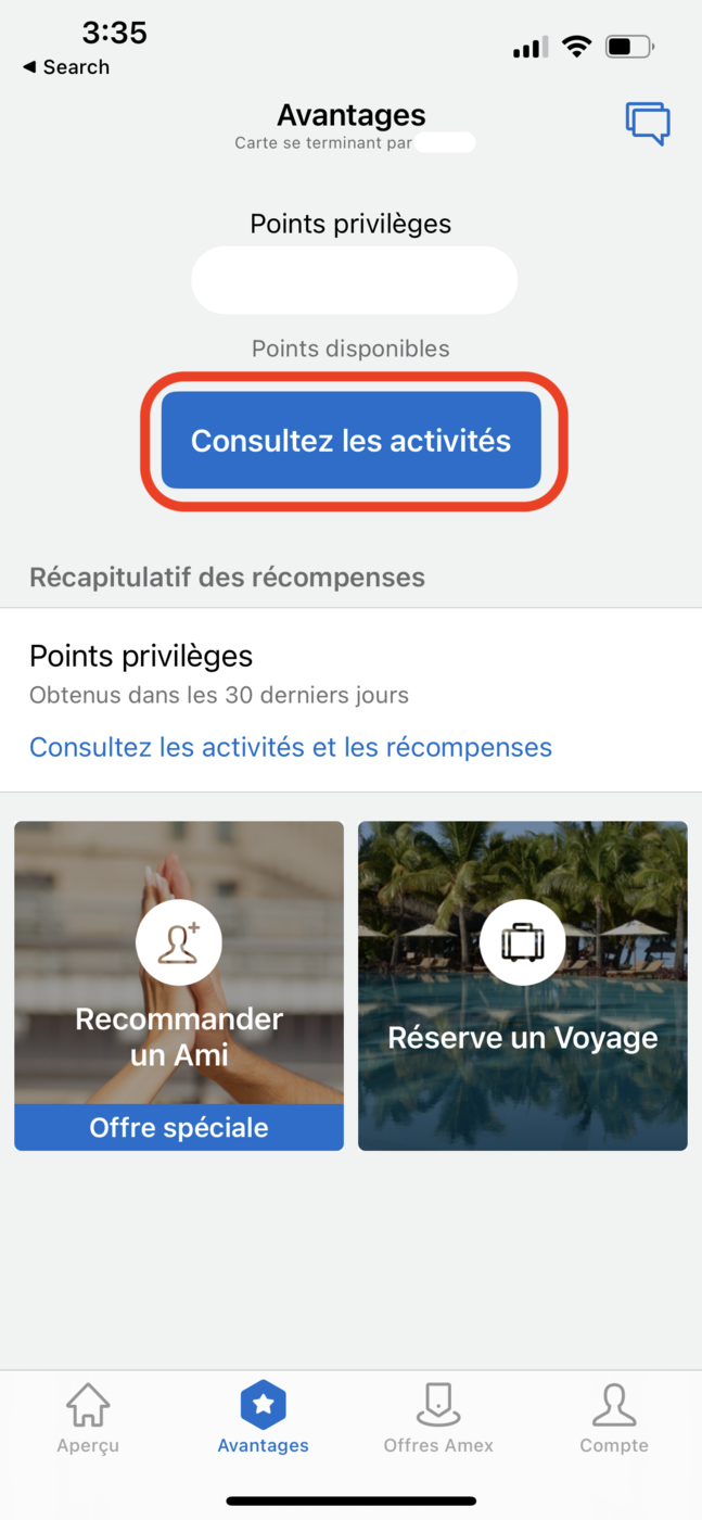 American Express&nbsp;: Comment voir les détails d’accumulation de points avec Amex?? - Détails Accumulation De Points Amex Sur Application 2
