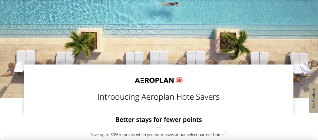 Aeroplan HotelSavers homepage