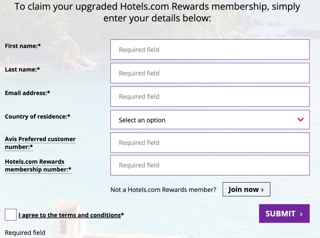 Avis Hotels.com Status Match