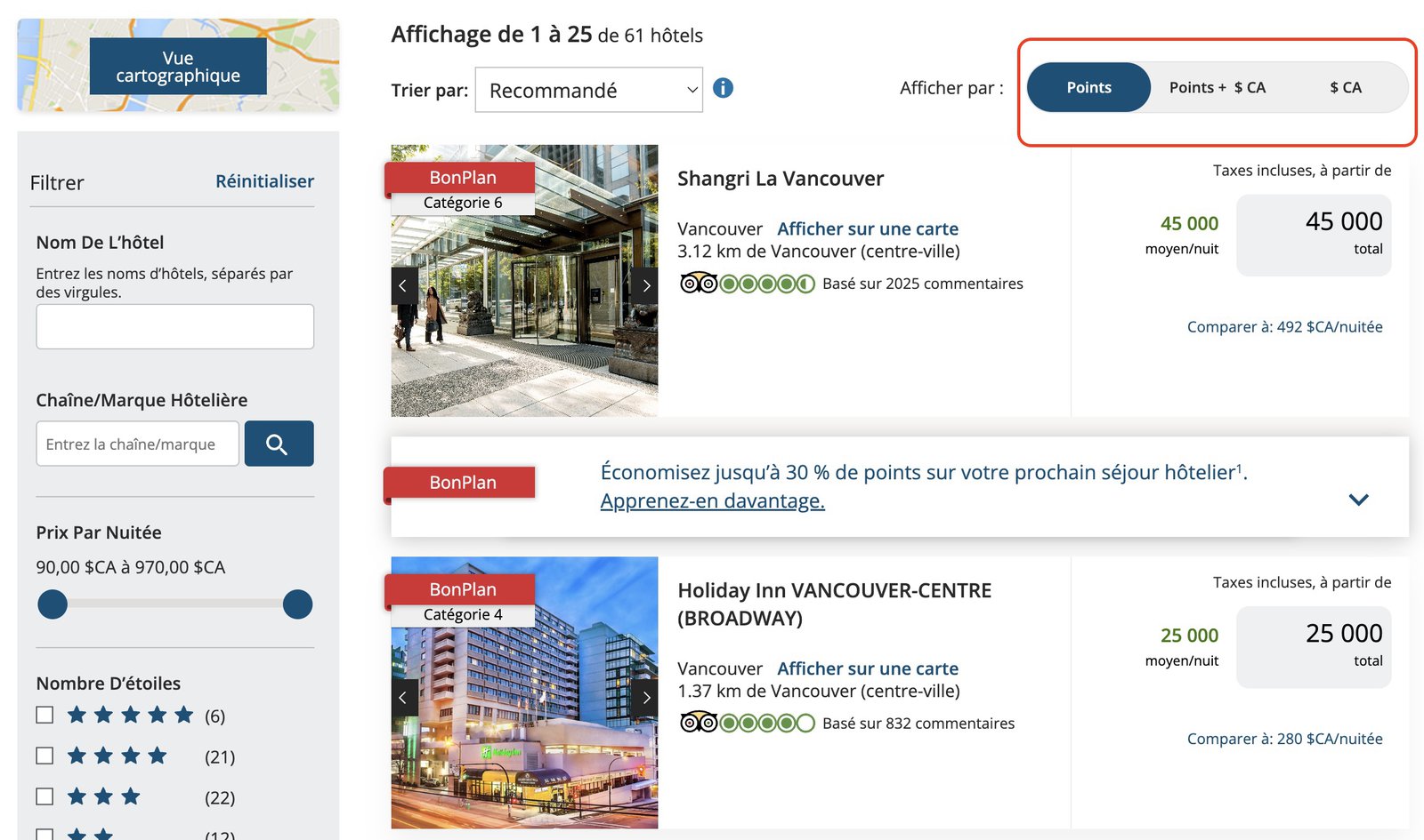 BonPlan Aéroplan&nbsp;: Séjournez dans des hôtels avec vos points Aéroplan - Bonplan Aeroplan Recherche Points Cash