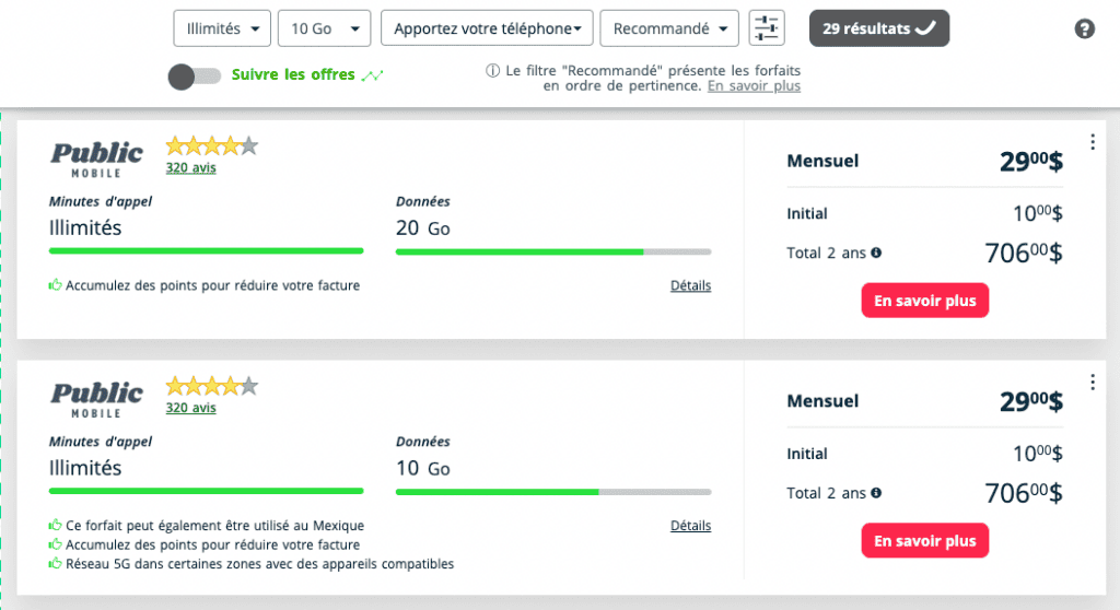 planhub mobile page resultats