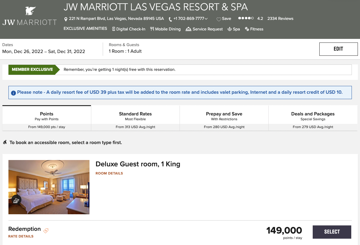 What to do with 150,000 Marriott Bonvoy points for the 2022 holidays? - JW Marriott Las Vegas Fêtes