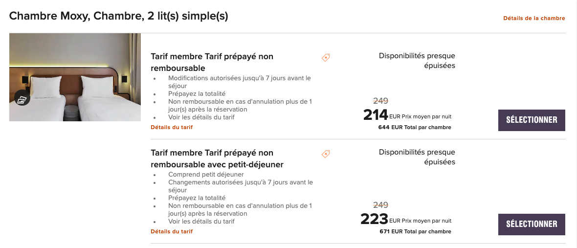 Marriott Bonvoy&nbsp;: Comment utiliser la fonction Cash + Points - Moxy Paris Bastille Tarifs Petit Déjeuner