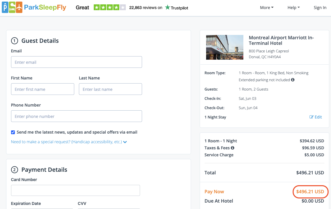 Comment fonctionne le site ParkSleepFly.com - Park Sleep Fly Hotel Seulement