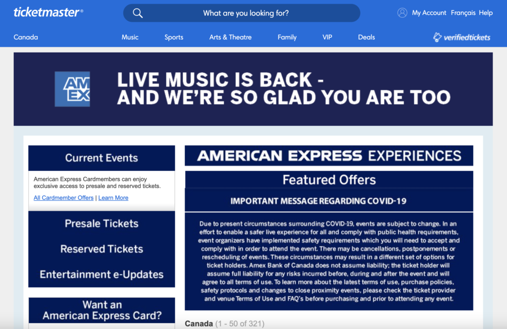 Ticketmaster American Express