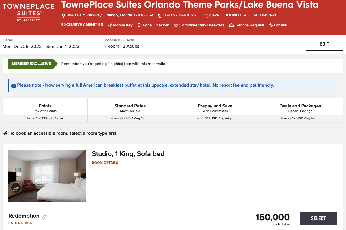 What to do with 150,000 Marriott Bonvoy points for the 2022 holidays? - Towneplacee Theme Parks Lake Buena Vista