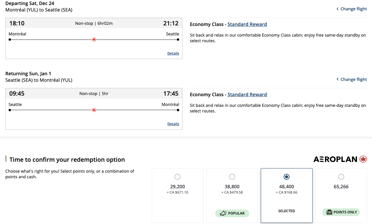 What can I do with 100,000 Aeroplan Points for the Holidays? - Yul Sea Aeroplan Eng