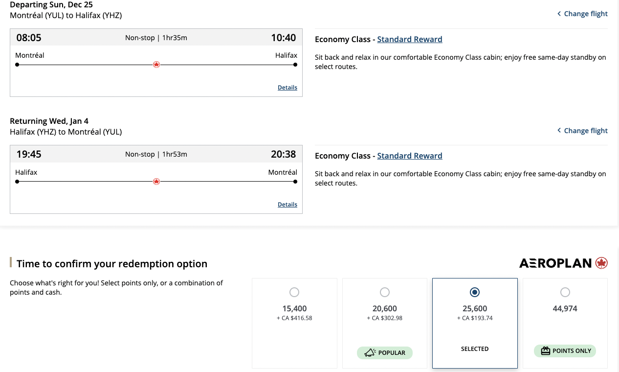 What can I do with 100,000 Aeroplan Points for the Holidays? - Yul Yhz Aeroplan Eng
