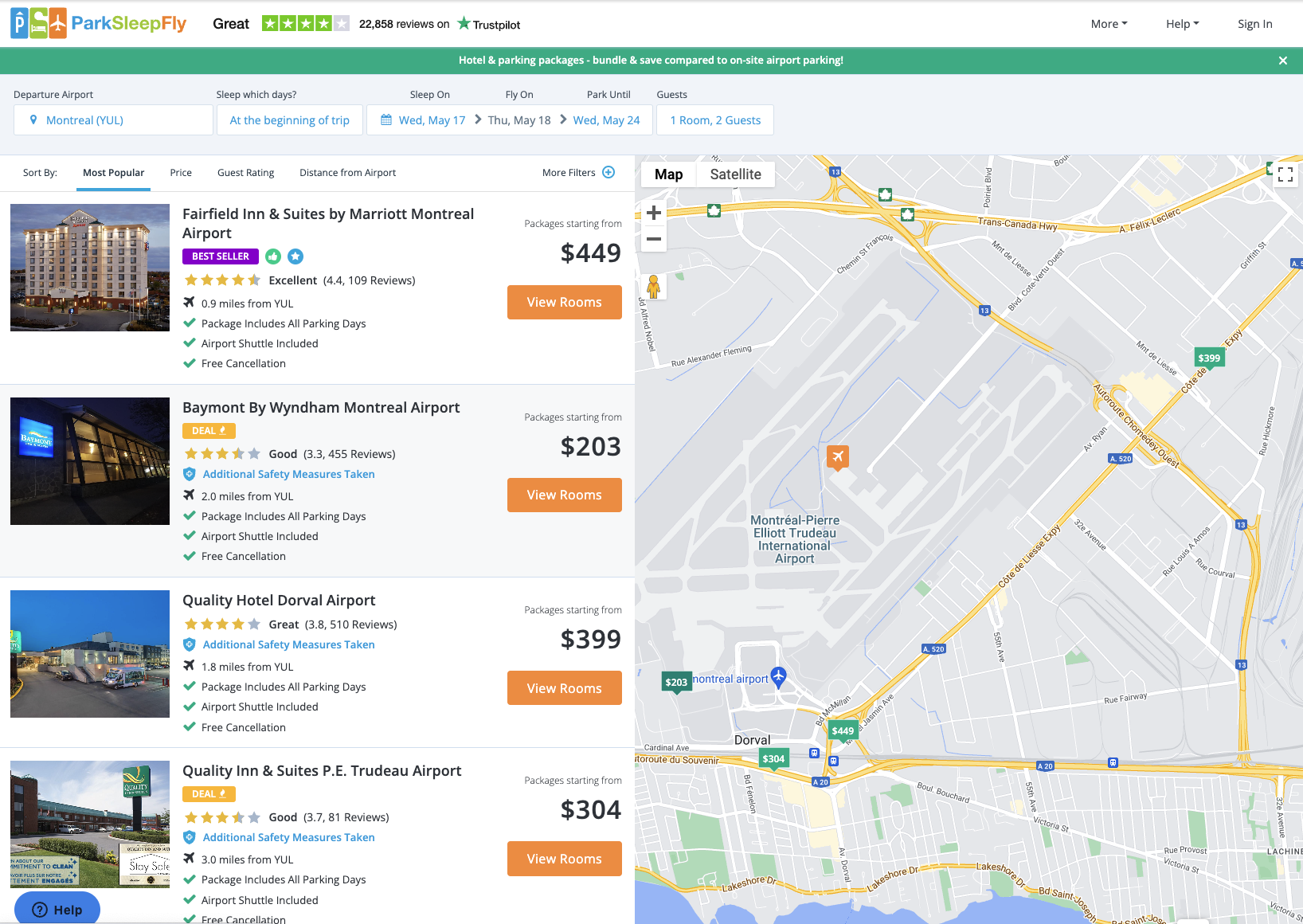 Comment fonctionne le site ParkSleepFly.com - Outil Recherche Park Sleep Fly