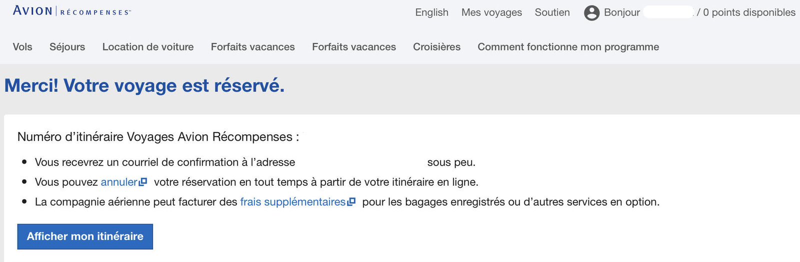 How to book a flight with RBC Avion Rewards points - Merci vol réservé RBC