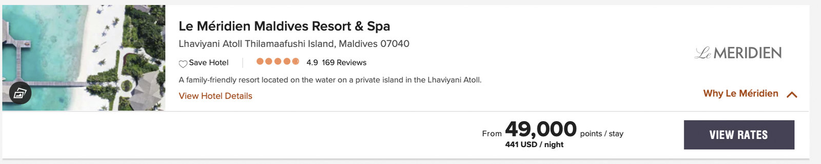 Avis&nbsp;: Le Méridien Maldives Resort & Spa | Marriott Bonvoy - Under 50000 points
