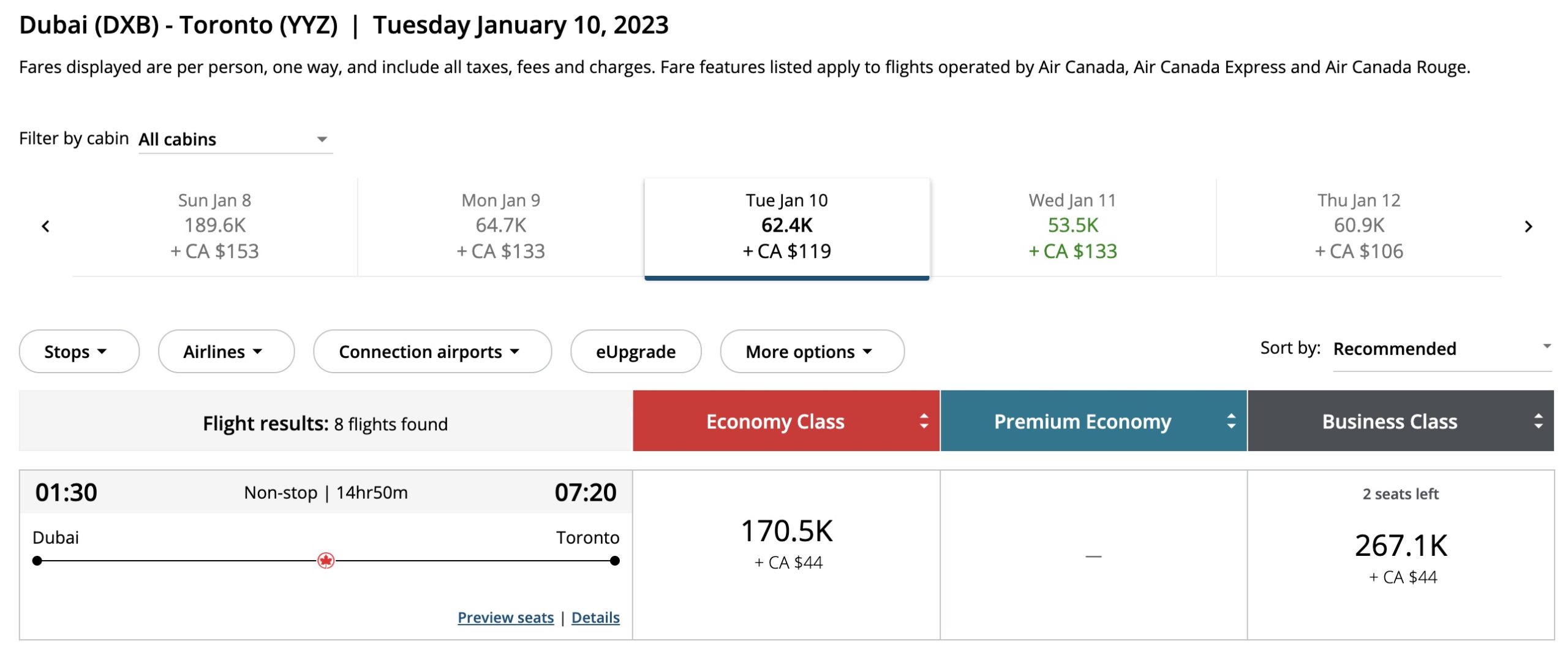 New: Earn and Redeem Aeroplan Points with Emirates - Dxb Yyz Ac Aeroplan Fr