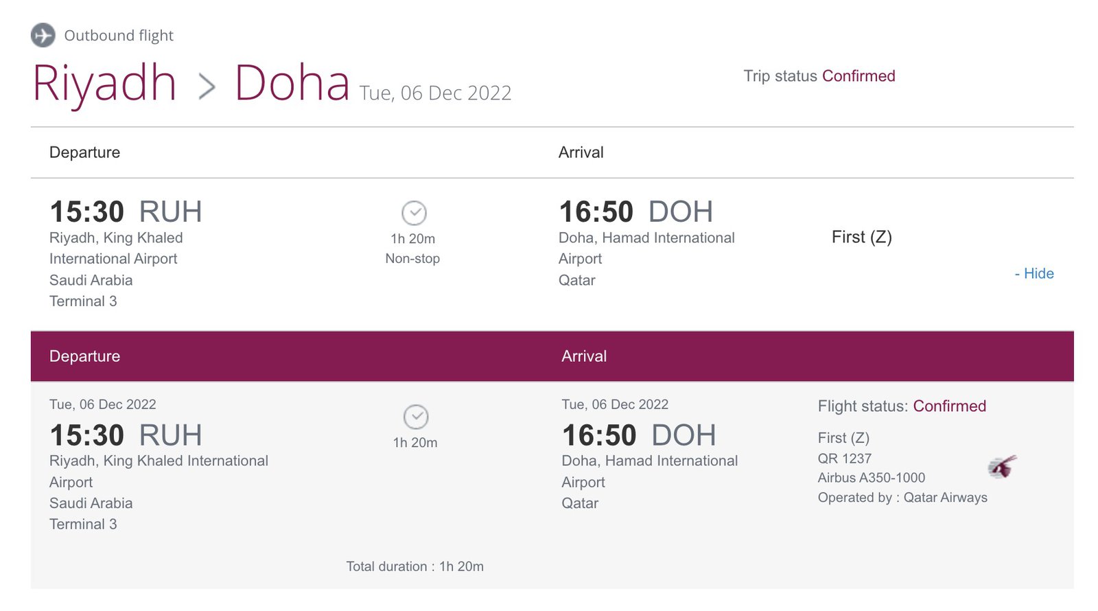 Review: Qatar Airways QSuite A350-1000 | Business Class | RUH-DOH - qatar airways itineraire