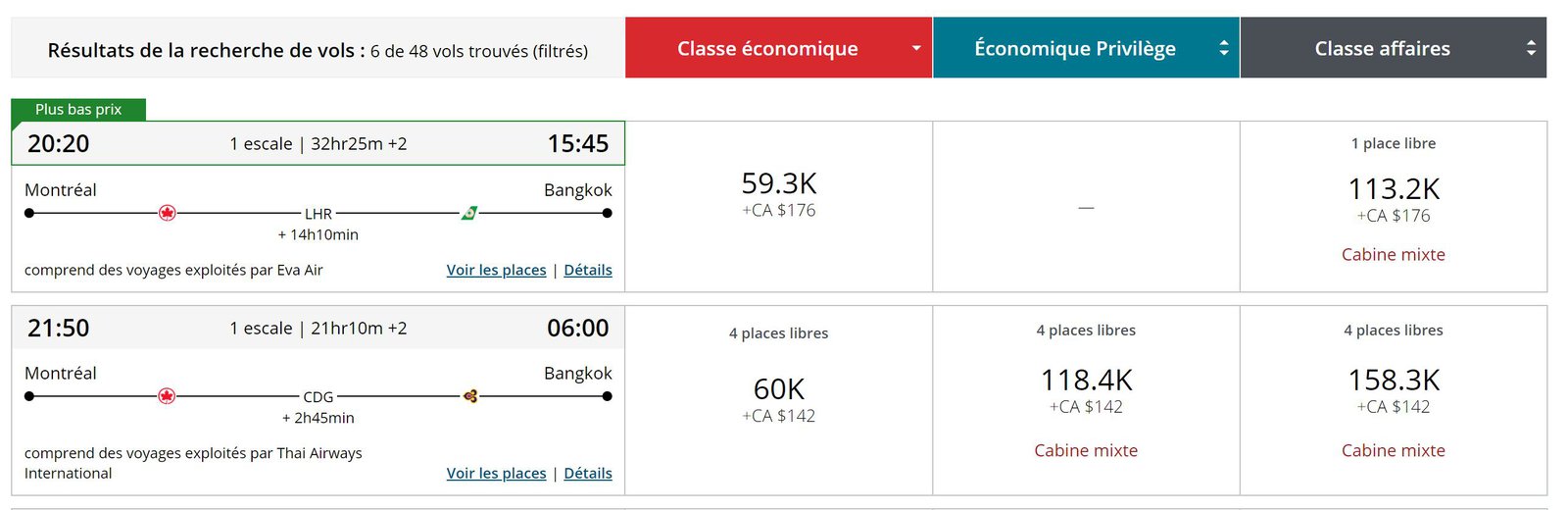 Southeast Asia: A month's travel with points - yul-bkk-thai airways